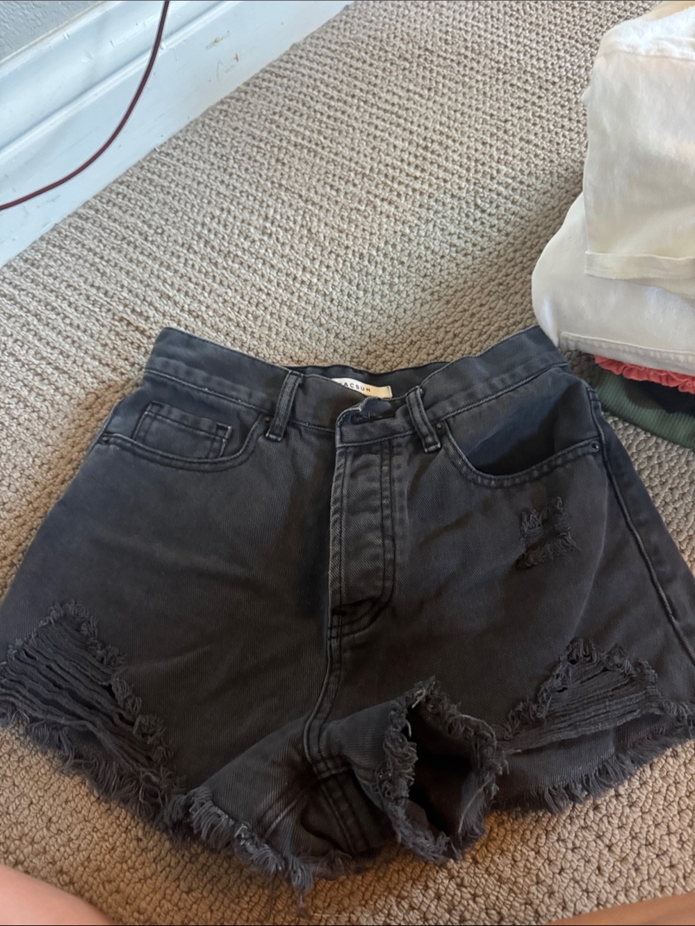 PacSun Black High-Rise Distressed Jean Shorts